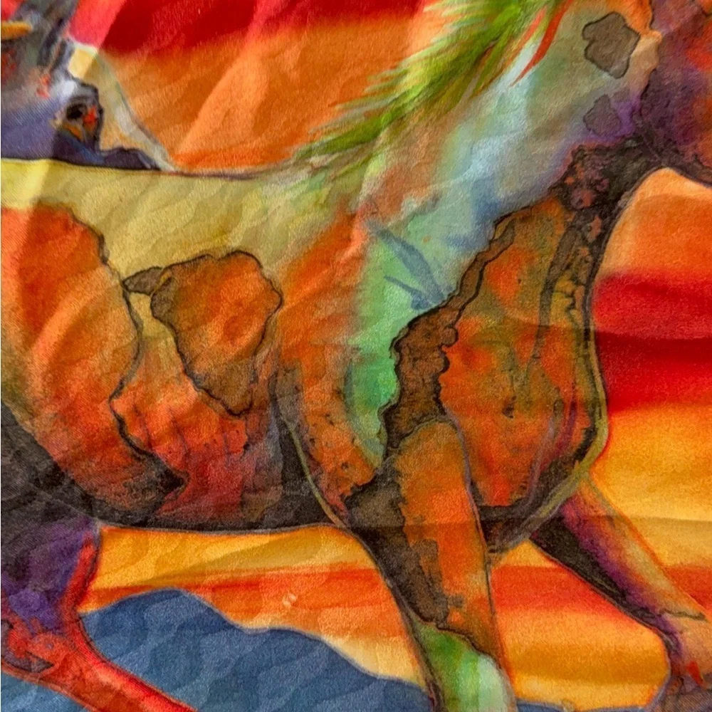 Nancy Dunlop Cawdrey “Follow My Lead” Vibrant Dye On Satin Silk 12” X 58”